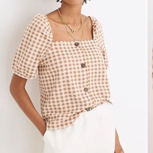 Madewell Gingham Puff Sleeve Top
